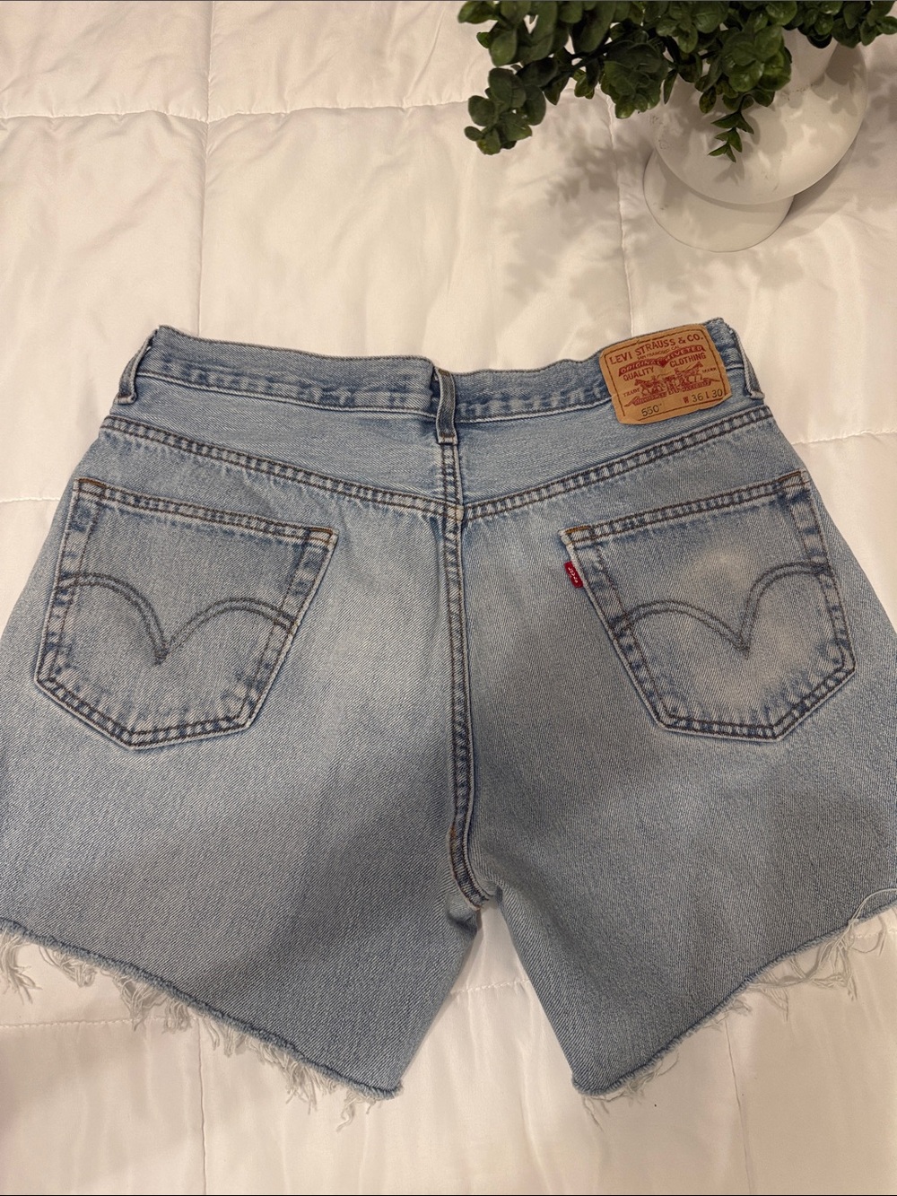 Levi's Light Blue Cutoff Denim Shorts with Frayed Hem